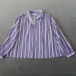 Chloe Stora Popover Top Women 34 Purple Striped Tunic Classic Career Office